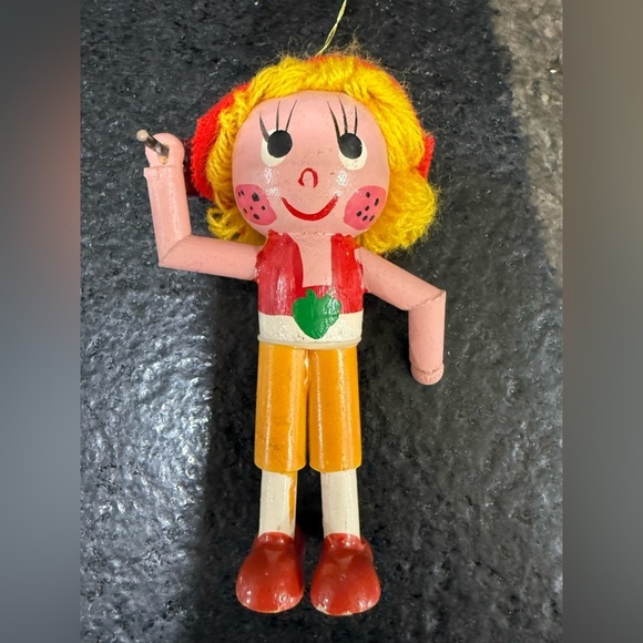 3 Vintage Wooden Doll Holiday Christmas Ornaments Made‎ in Taiwan - Picture 10 of 14